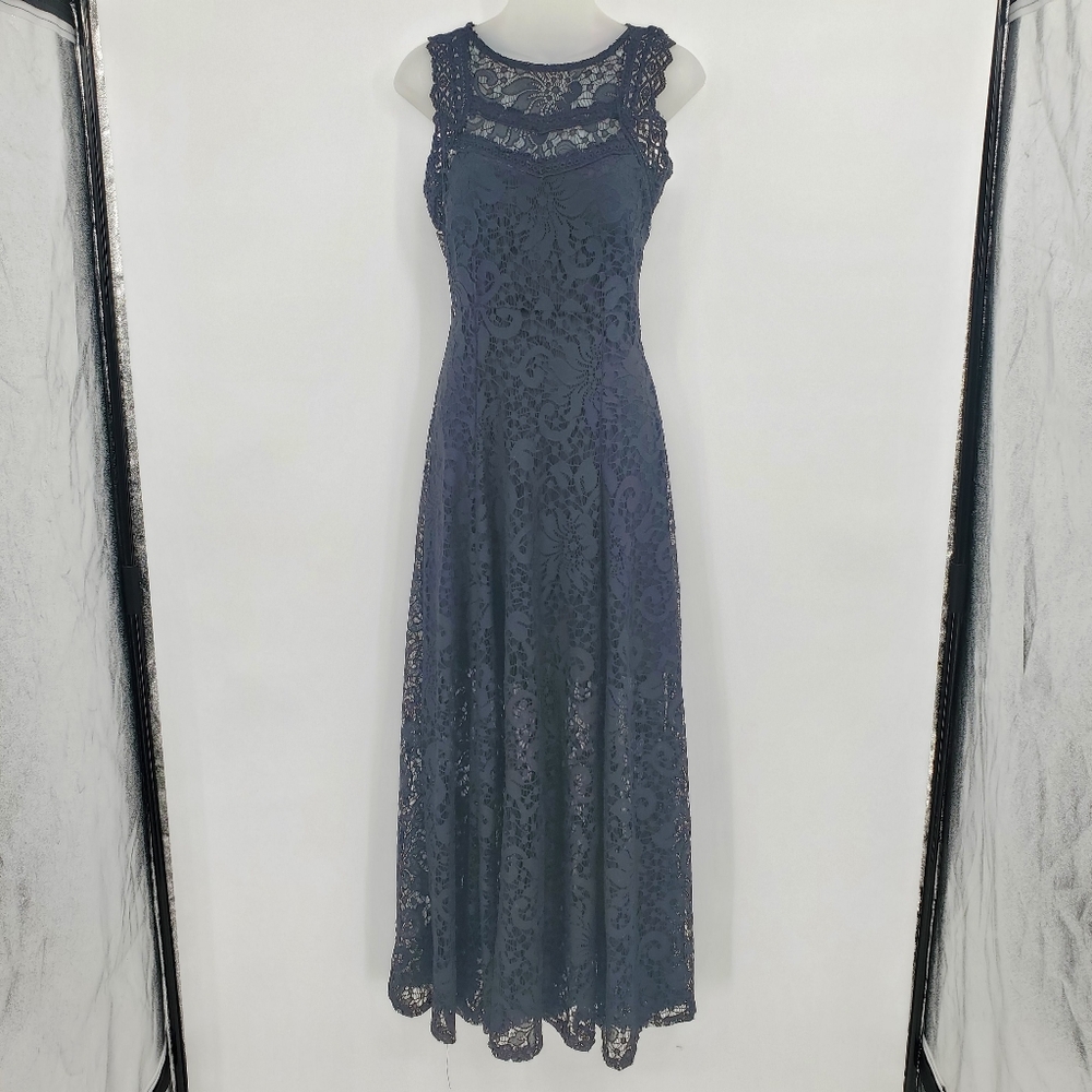 ♡ Narcisa Lang Black Lace Sleeveless Maxi Dress Size Medium